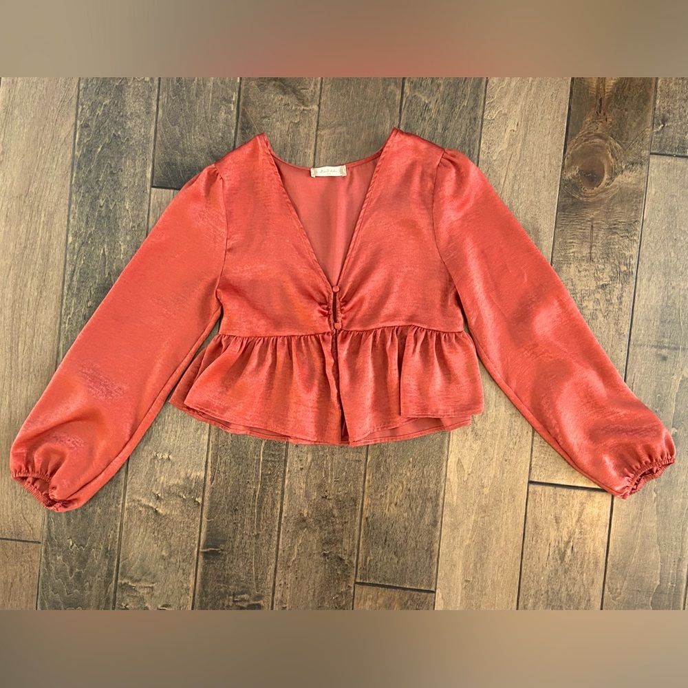 Altar’d State satin long sleeve top.